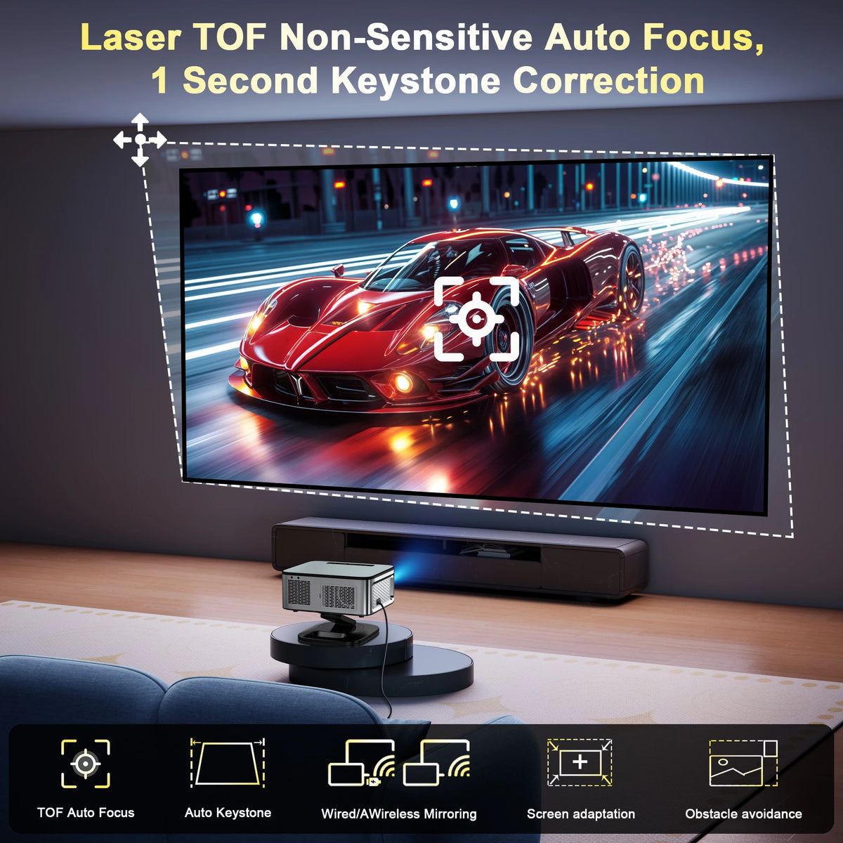 HORLAT 4K Android Smart WiFi Portable Home Theater Projector