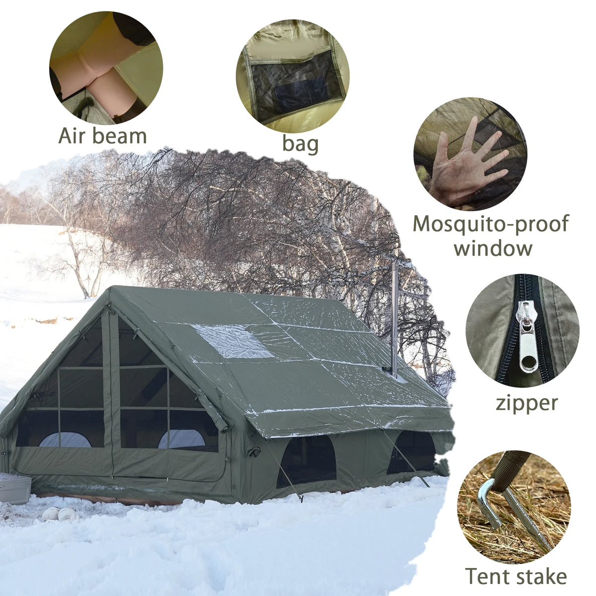 Luxury Inflatable Camping Tent Skylight Air Pump Quick Setup Nylon
