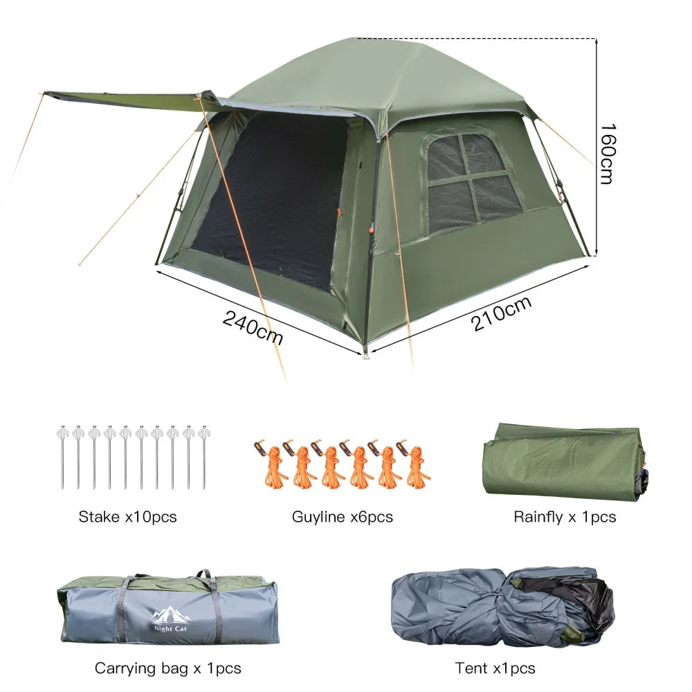 Night Cat Waterproof Pop Up Camping Tent With Rainfly