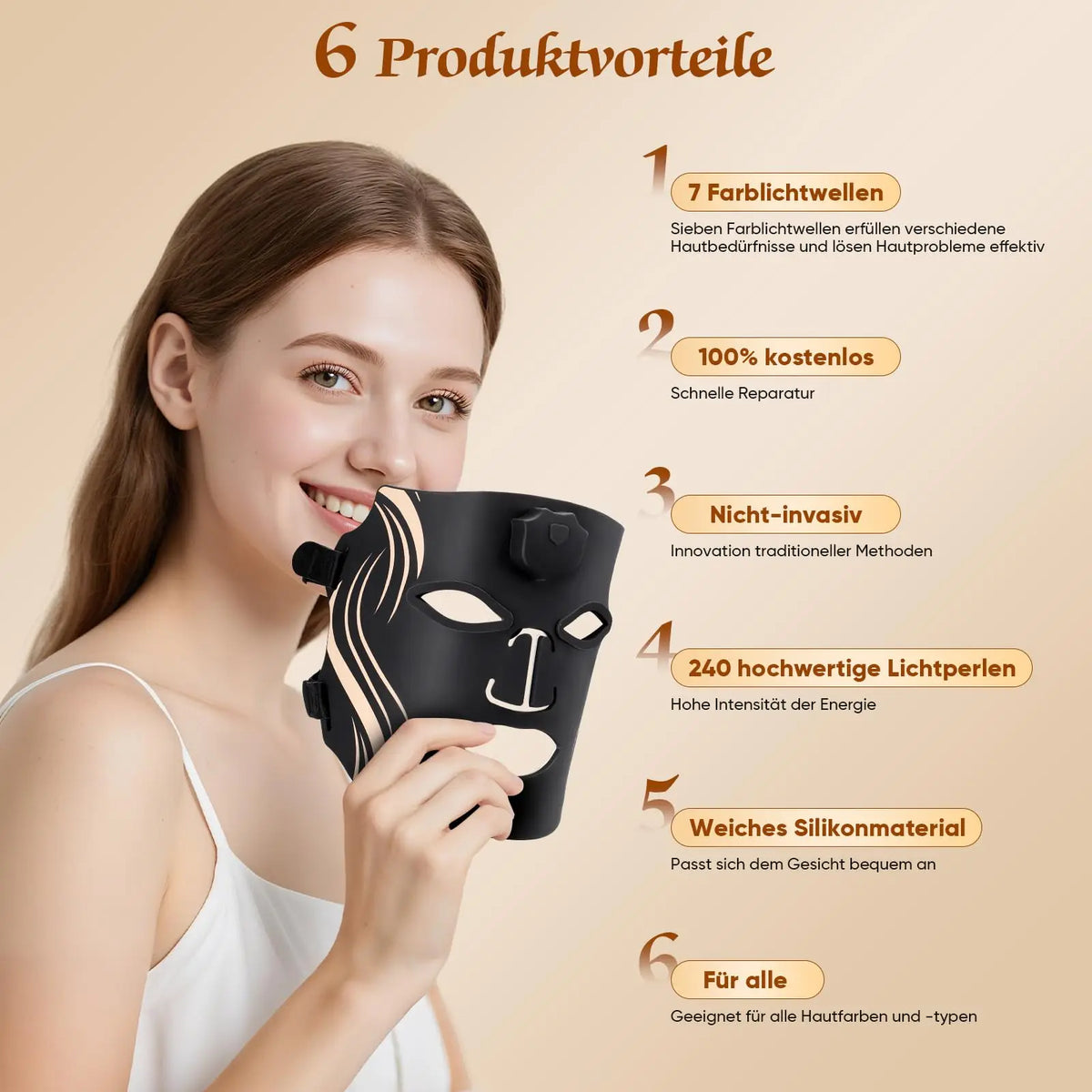 UBilli LED Silicone Face Mask Targeted Light Therapy Anti Aging