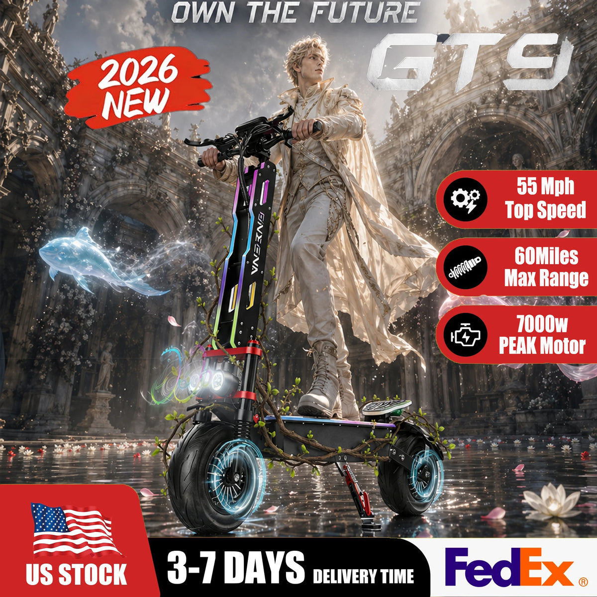 FENGQS GT9 Electric Scooter With Seat Dual Motor Foldable Commuter