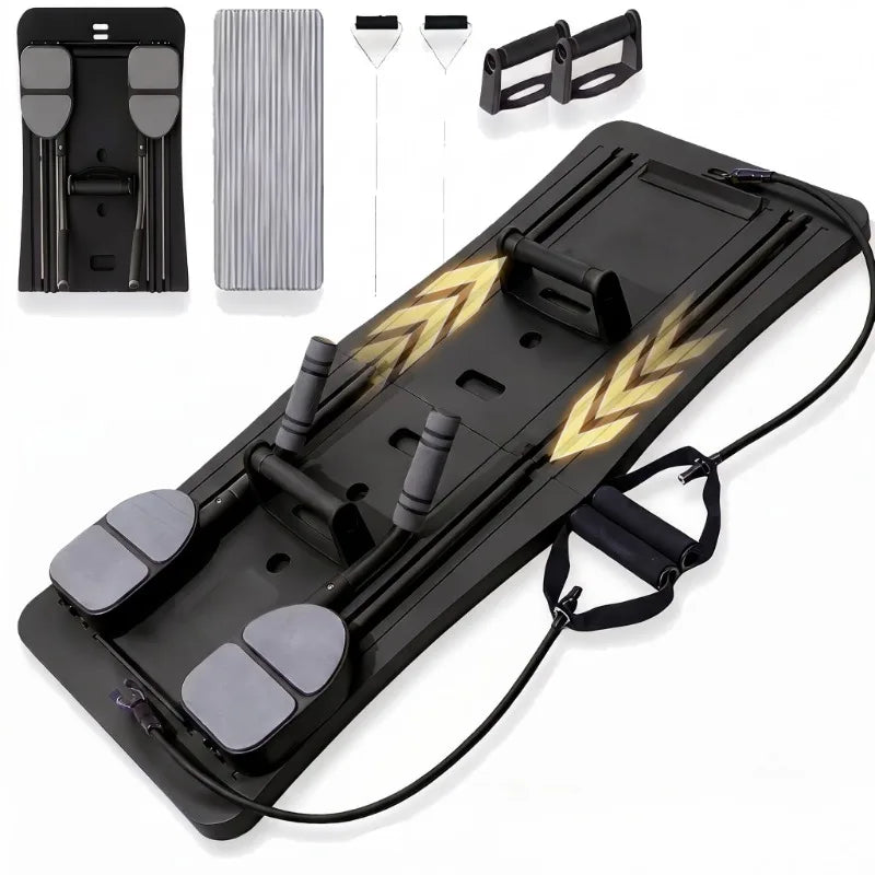 Foldable Pilates Board With Resistance Handles And Balance Training