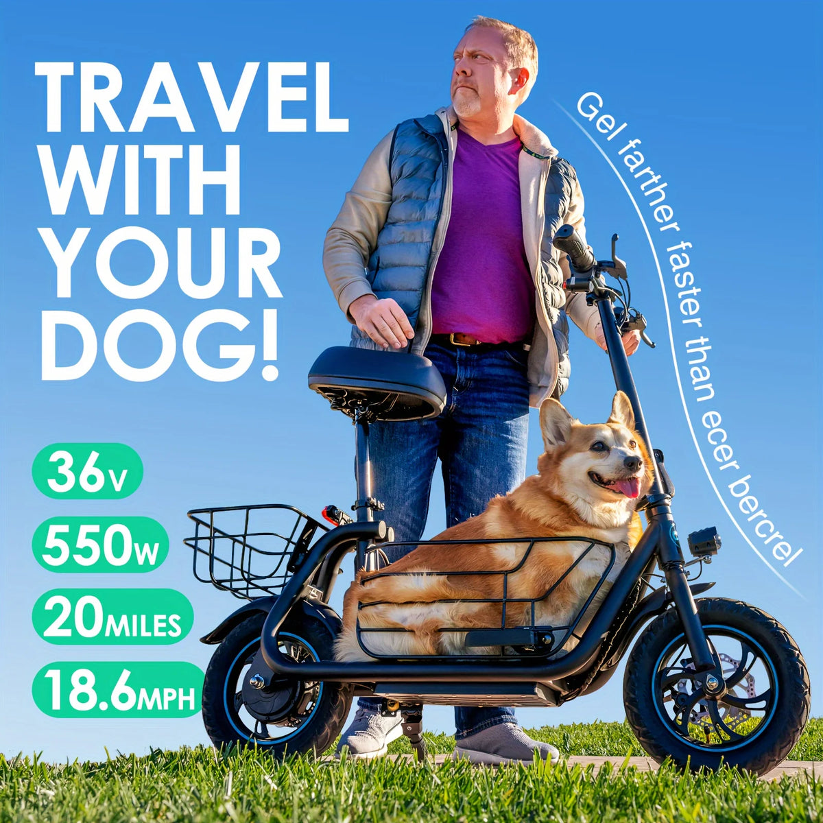 Gyroor Foldable Electric Scooter With Basket For Adult Riders