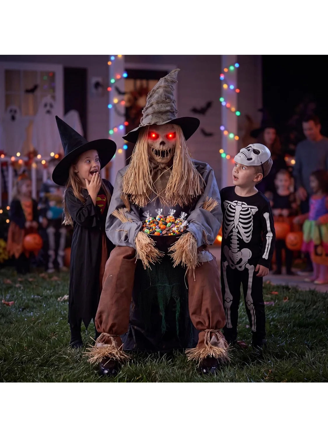 Joyfy Animatronic Sitting Scarecrow Sound Activated Jump Scare Halloween