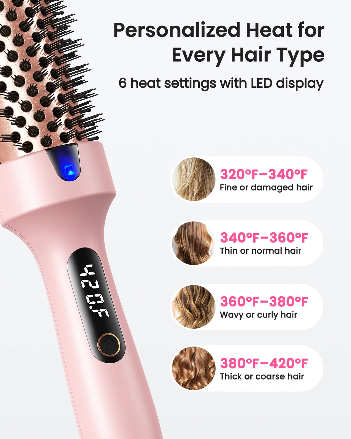 Bopcal Heated Curling Iron Brush Anti Scald Hair Styler