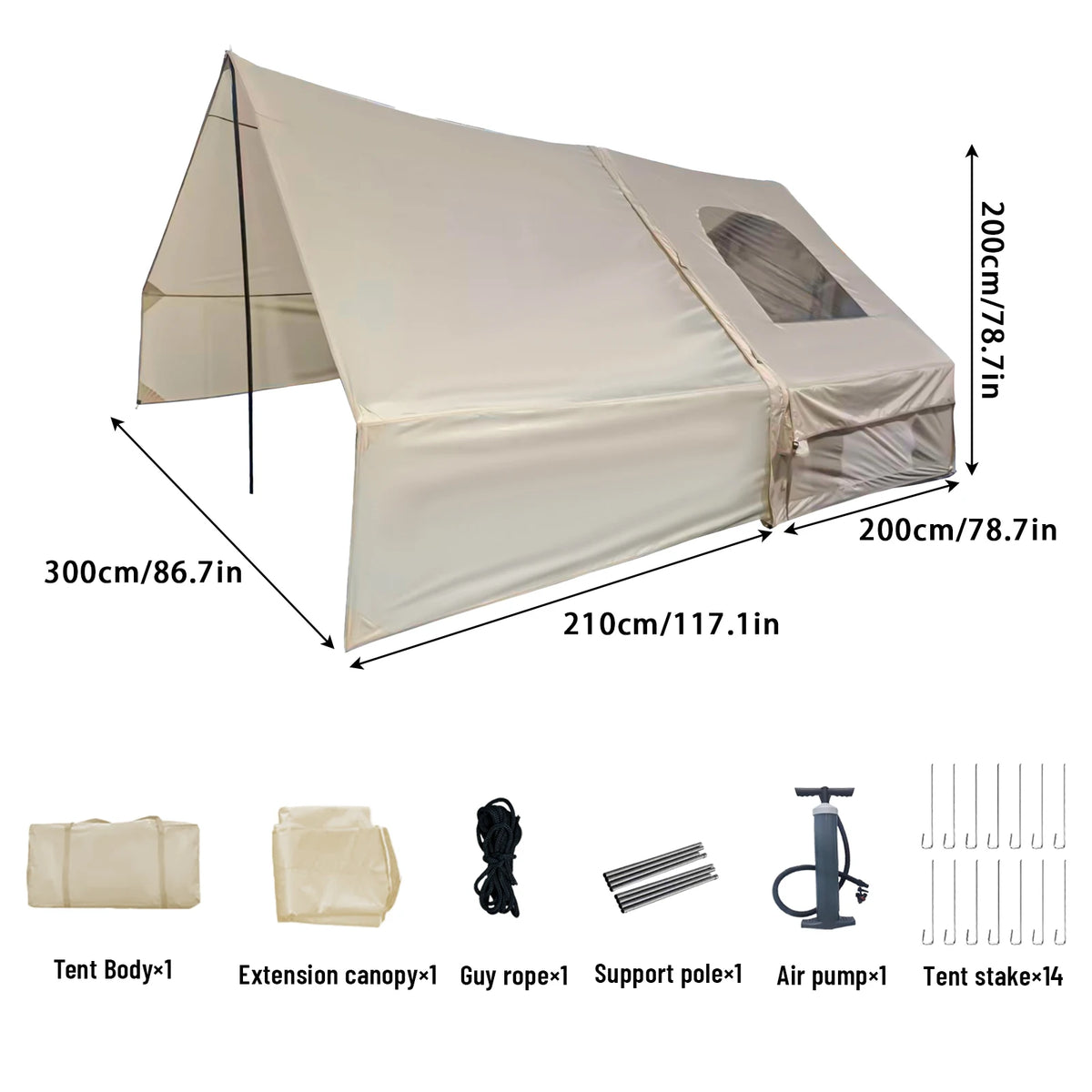 Luxury Inflatable Camping Tent Skylight Air Pump Quick Setup Nylon