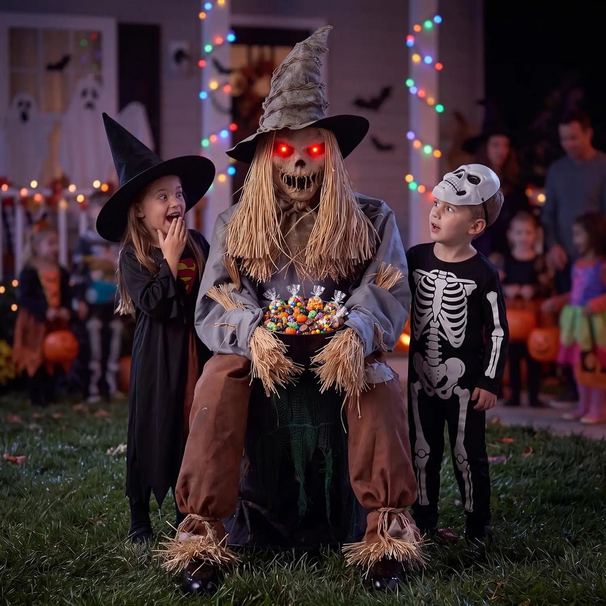 Joyfy Animatronic Sitting Scarecrow Sound Activated Jump Scare Halloween