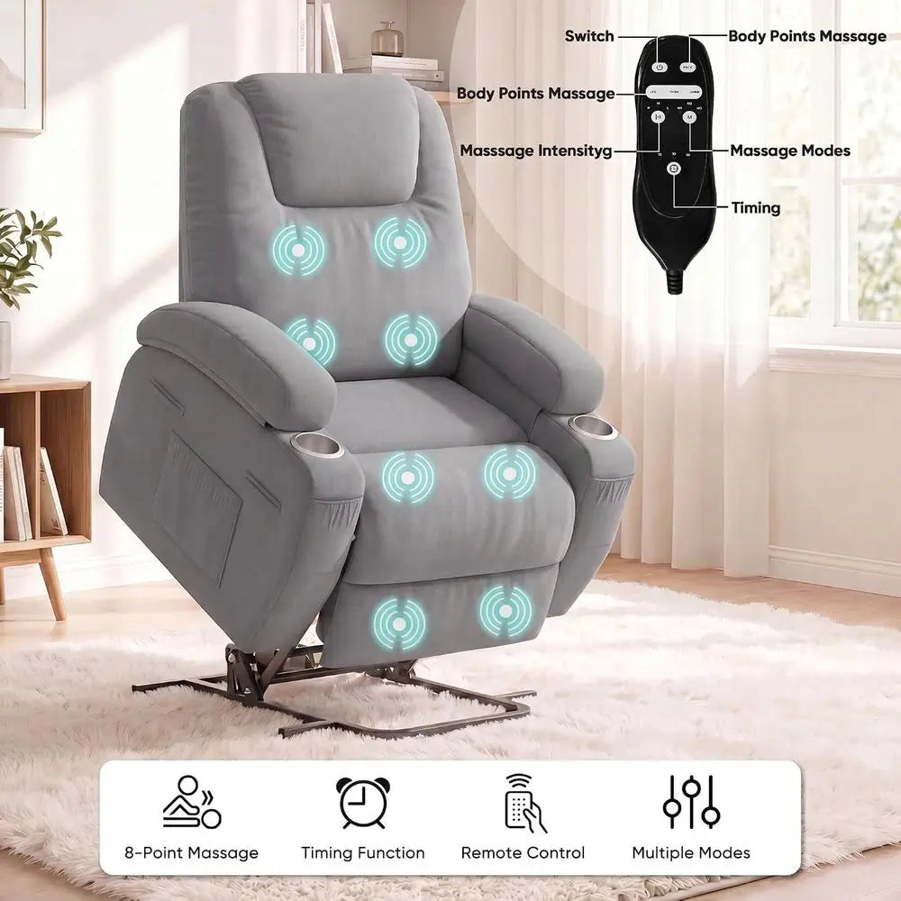 Power Lift Recliner Chair With Massage And Remote Control