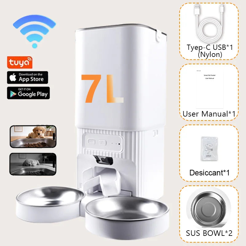 Nityers WiFi Smart Pet Feeder With Camera And Dual Bowls