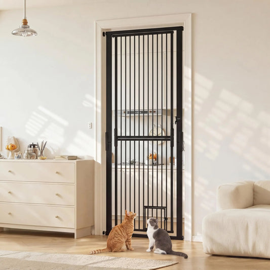HiMiss Secure Extra Tall Adjustable Cat Gate With Door