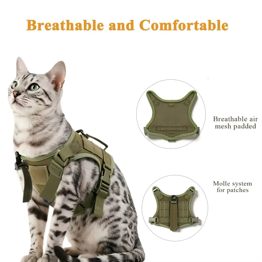Petavel Tactical Cat Harness Vest With Handle And Leash Set
