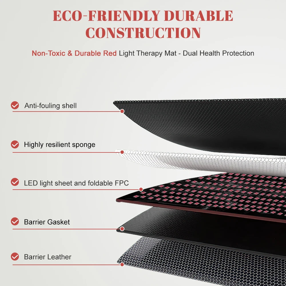 Astarexin 67"×24" Large Red & Near Infrared Light Therapy Mat 1440 LEDs 660nm 850nm, 160W Full Body LED Light Pad for Home Comfort Use