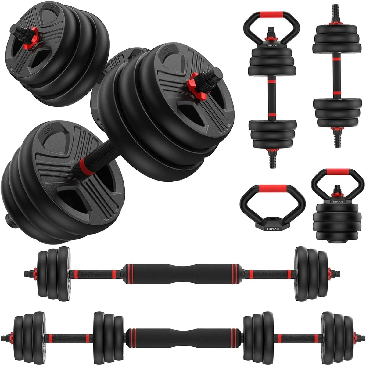 FITPLAM Adjustable 5In1 Dumbbell Set For Strength Training