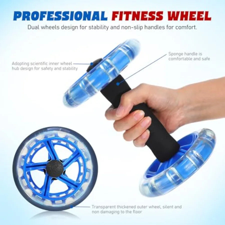 Dual Ab Roller Wheels for Core Strength and Home Fitness