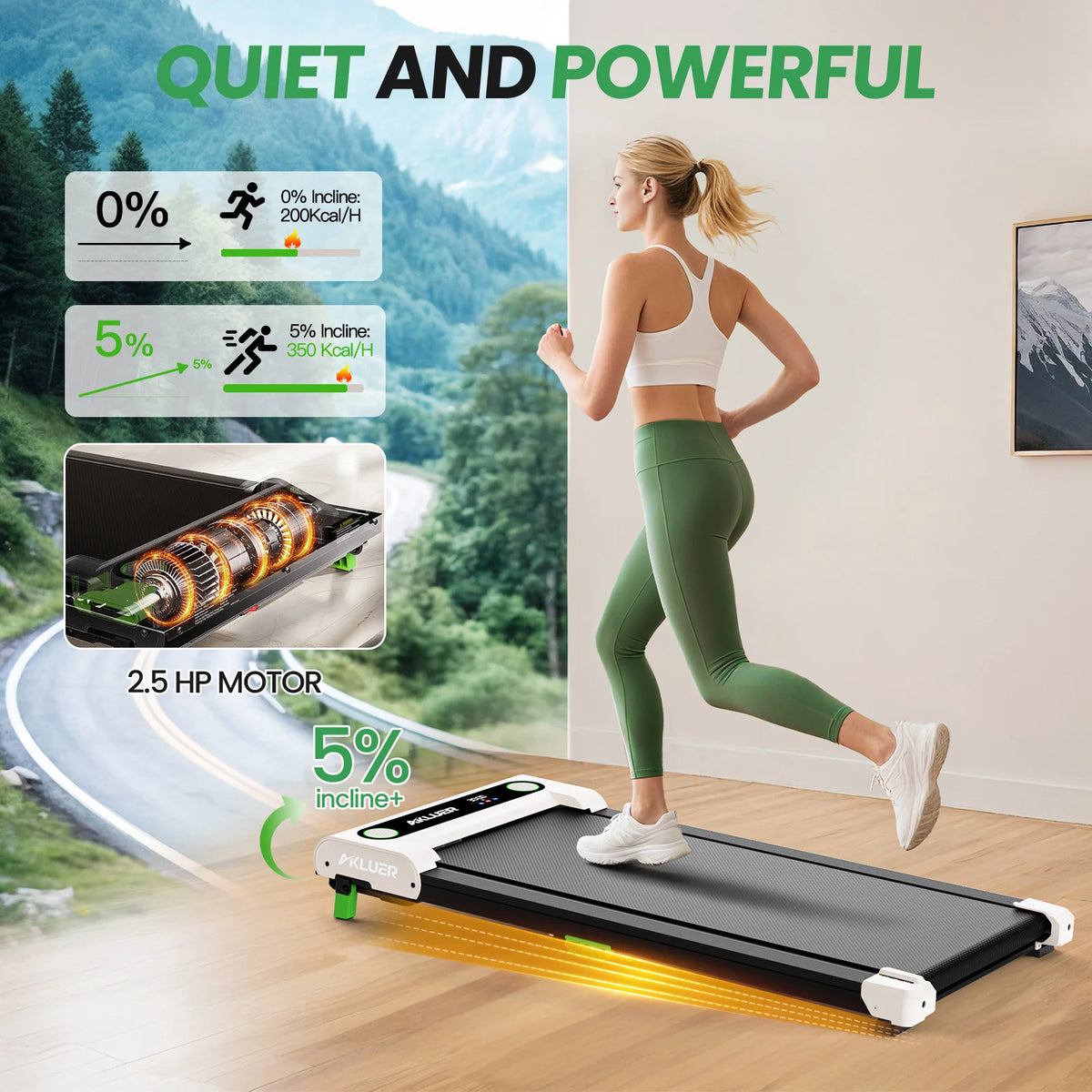 Akluer Walking Pad Treadmill With Adjustable Incline And Remote Control