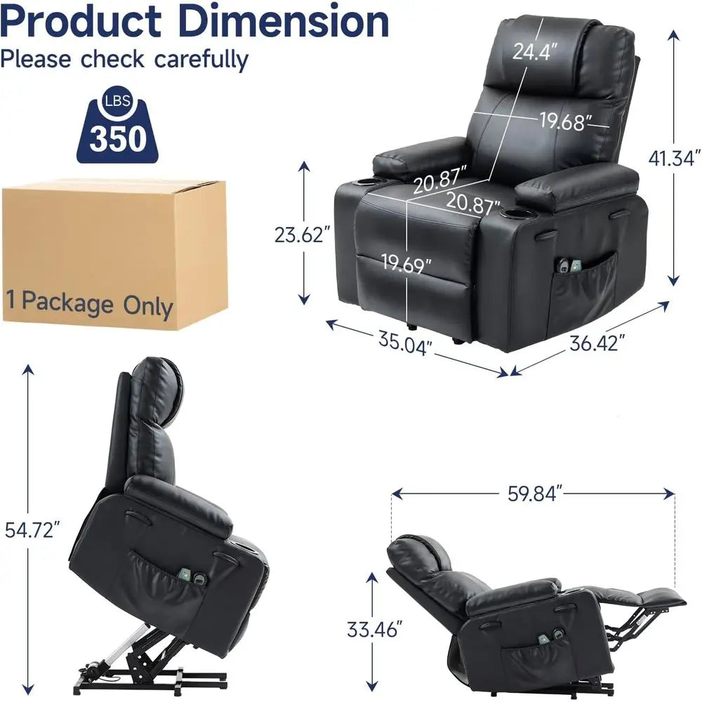 Adjustable Electric Recliner Chair With Heat Massage Remote