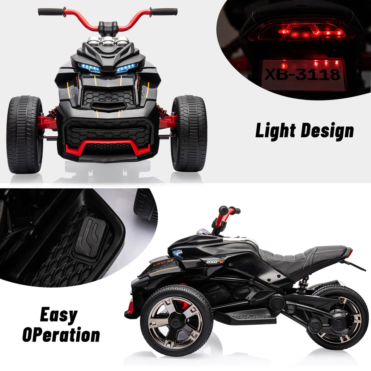 HiMISS 12V Kids Electric Ride On ATV With Stereo Sound