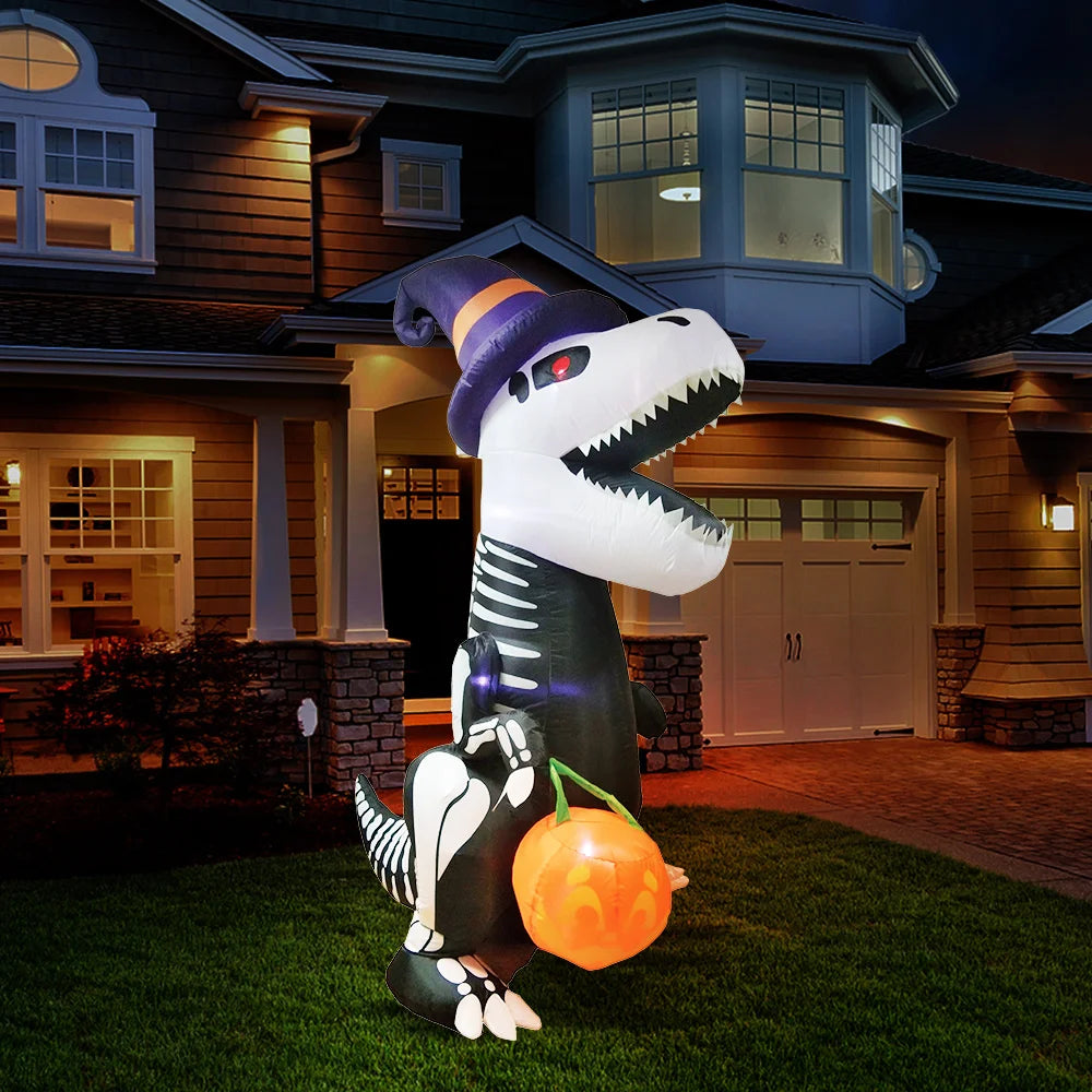 Joyfy Inflatable Skeleton Dinosaur Halloween Yard Decoration