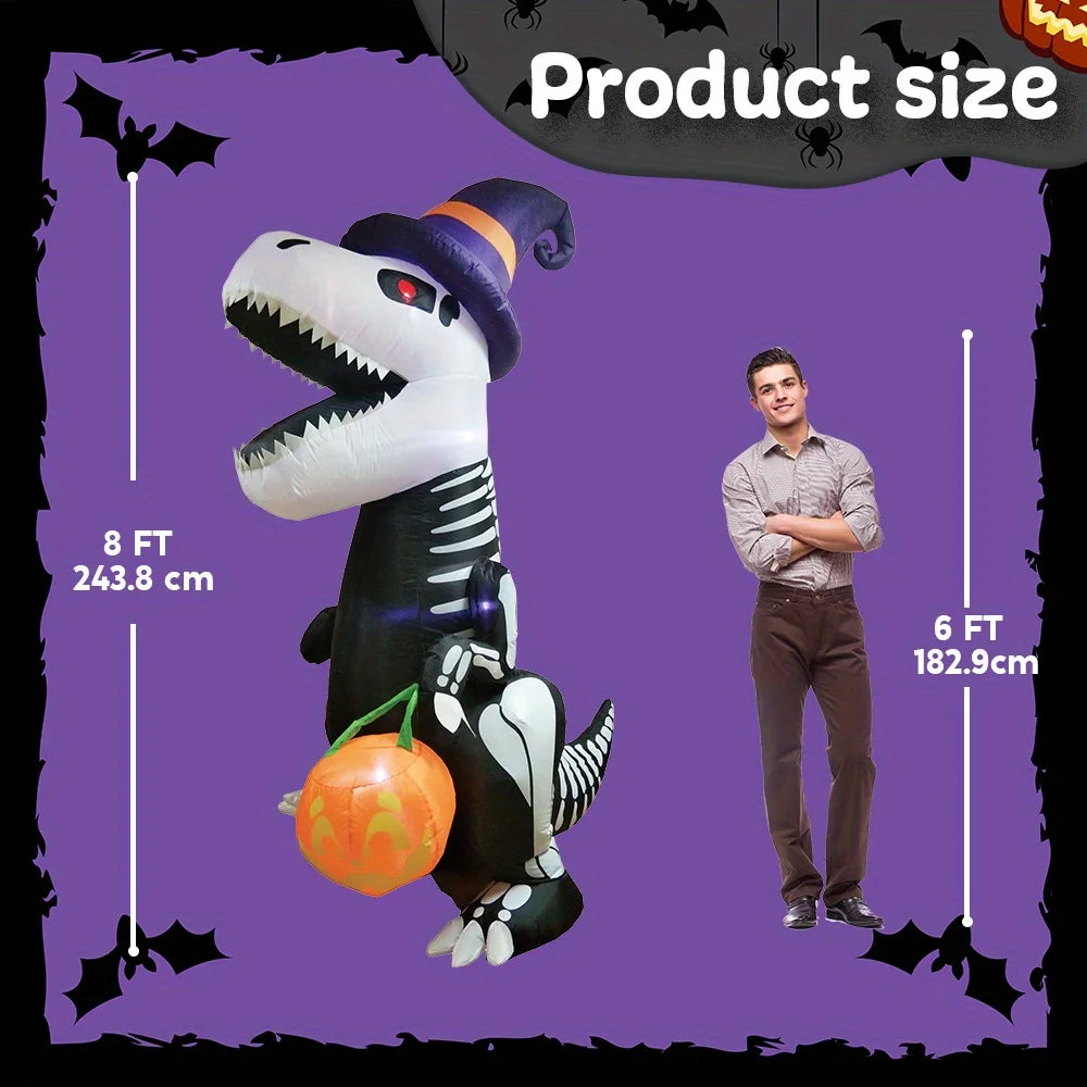 Joyfy Inflatable Skeleton Dinosaur Halloween Yard Decoration