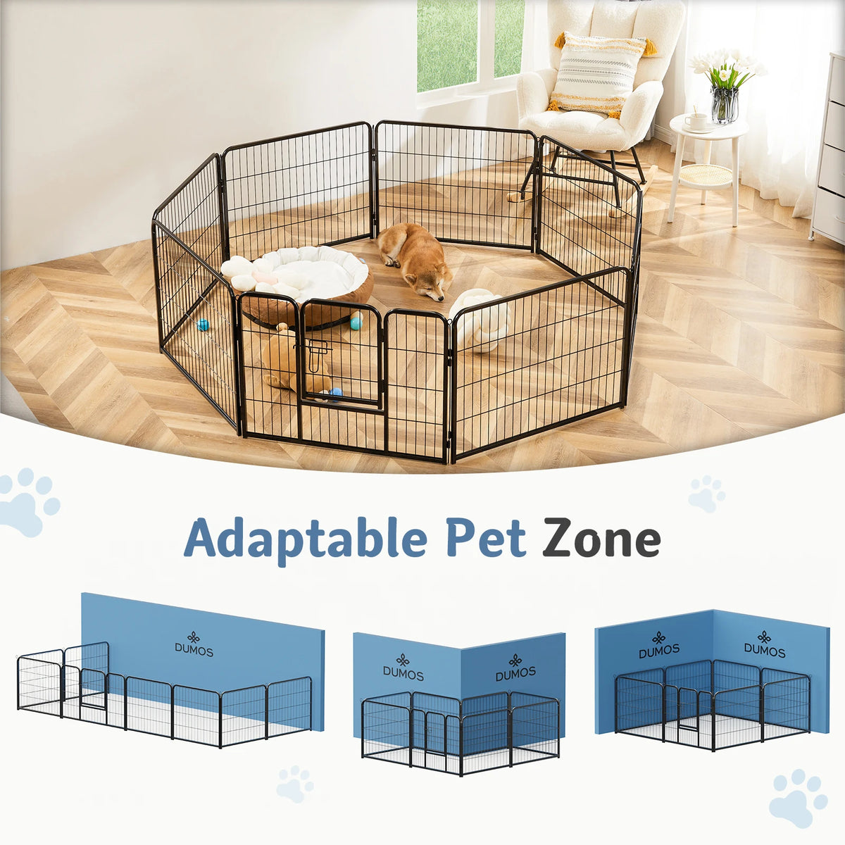 JHK Metal Folding Dog Playpen Portable Pet Exercise Fence