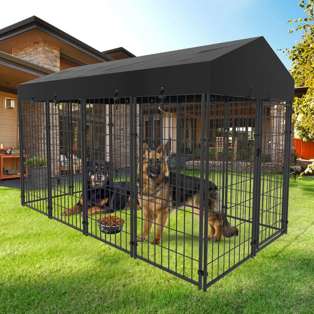 Sturdy Outdoor Iron Dog Cage Pet Run Enclosure With Roof