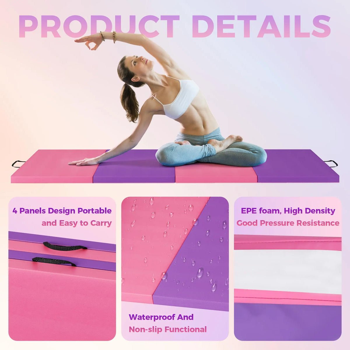 HiMISS Professional Foldable Gymnastics Exercise Mat For Home Use