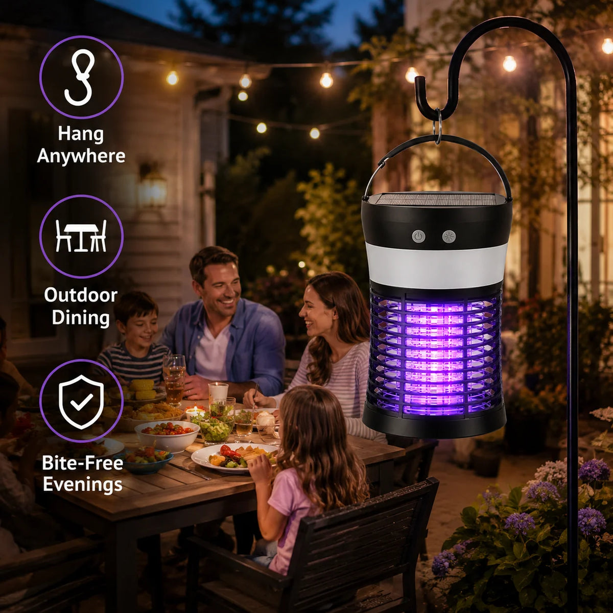 Solar Powered Mosquito Killer With UV And USB-C Charging