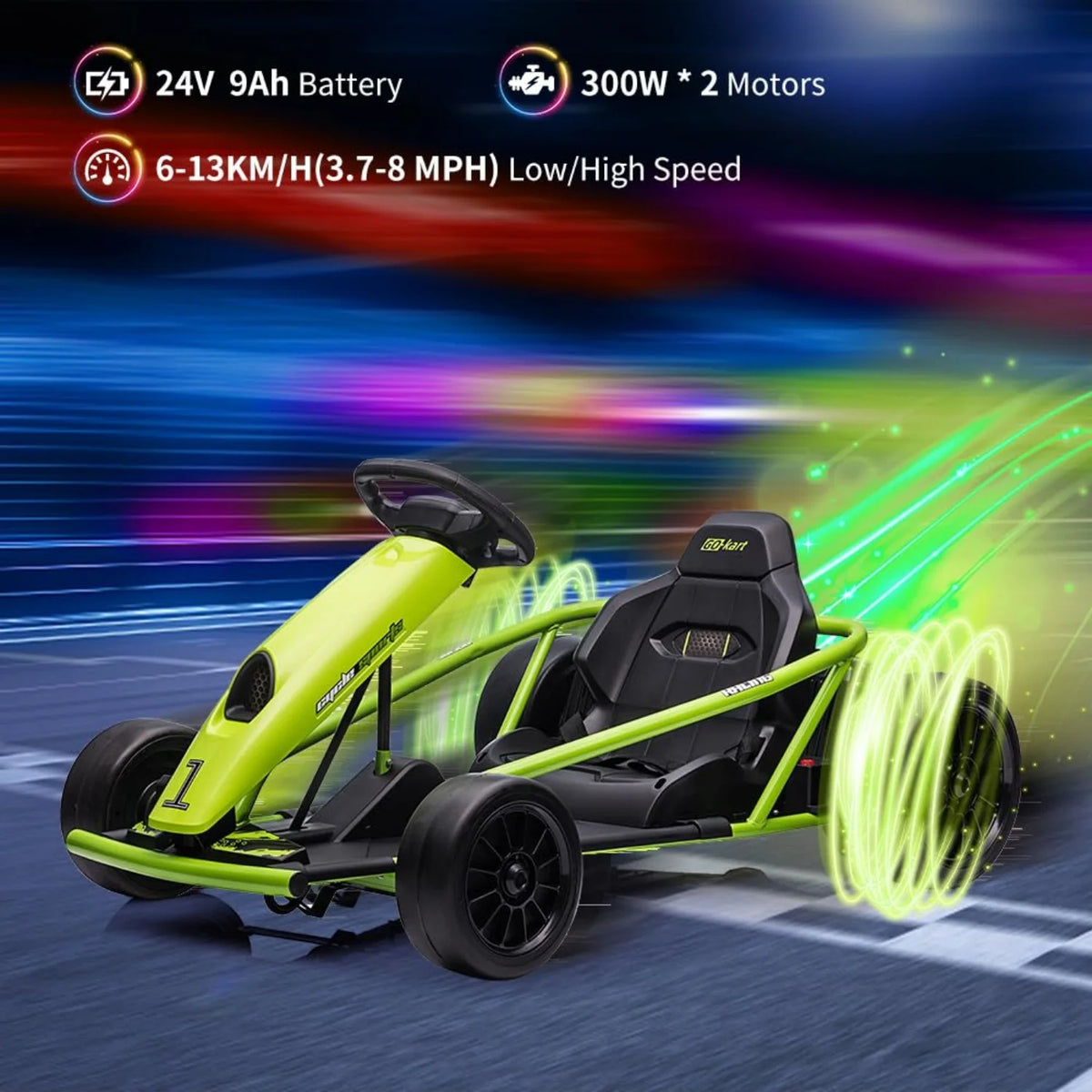 HiMiss 24V Electric Ride On Go Kart Kids Racing Toy
