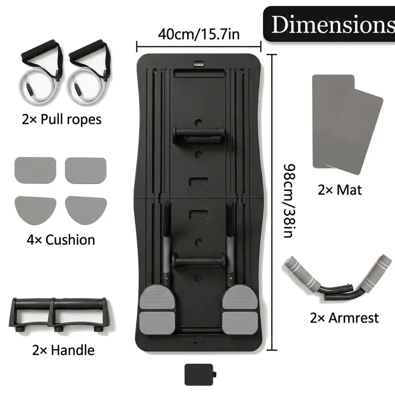 Foldable Pilates Board With Resistance Handles And Balance Training