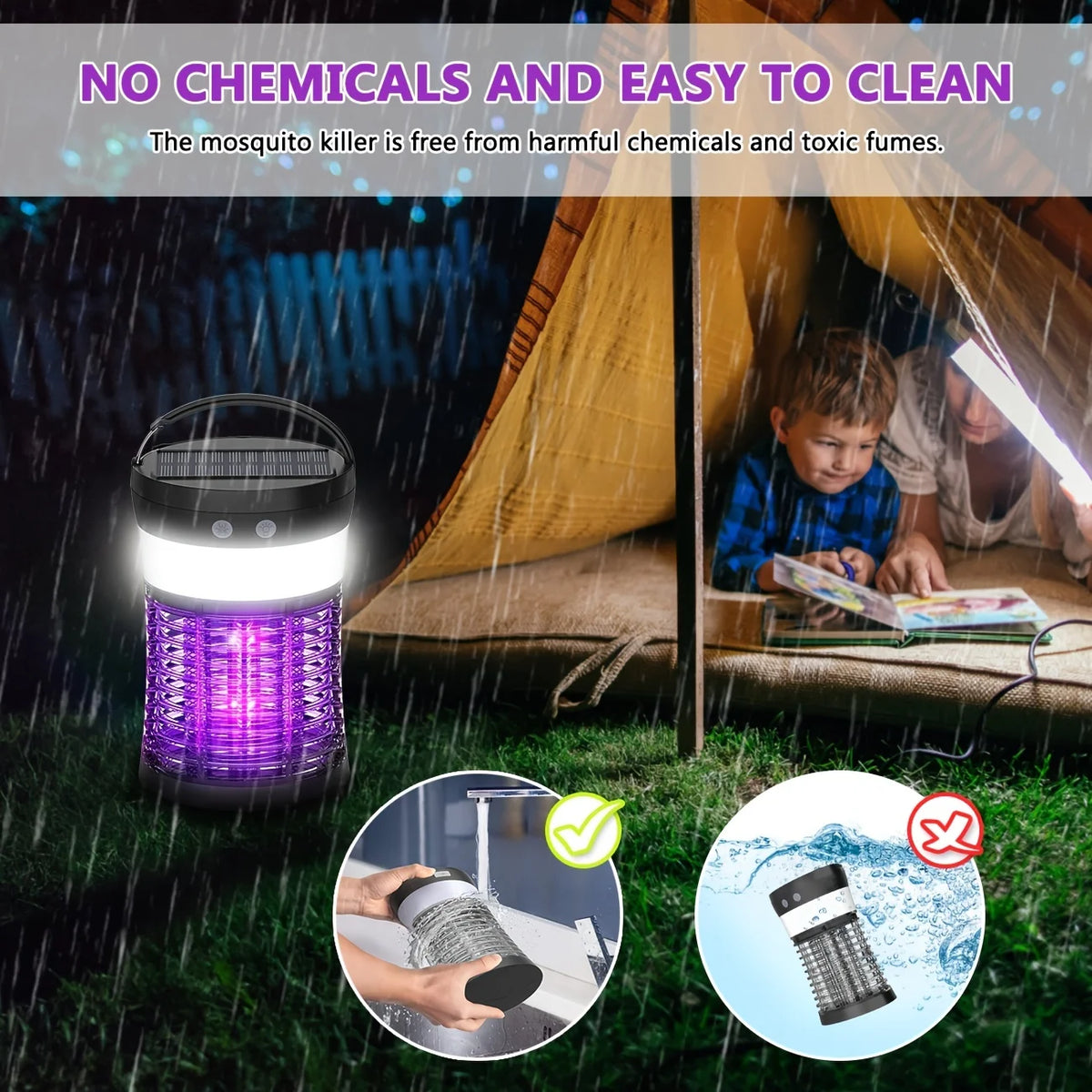 Solar Powered Mosquito Killer With UV And USB-C Charging