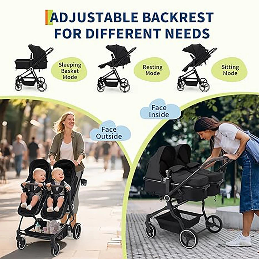 Lightweight Tandem Stroller With Compact Fold For Toddlers