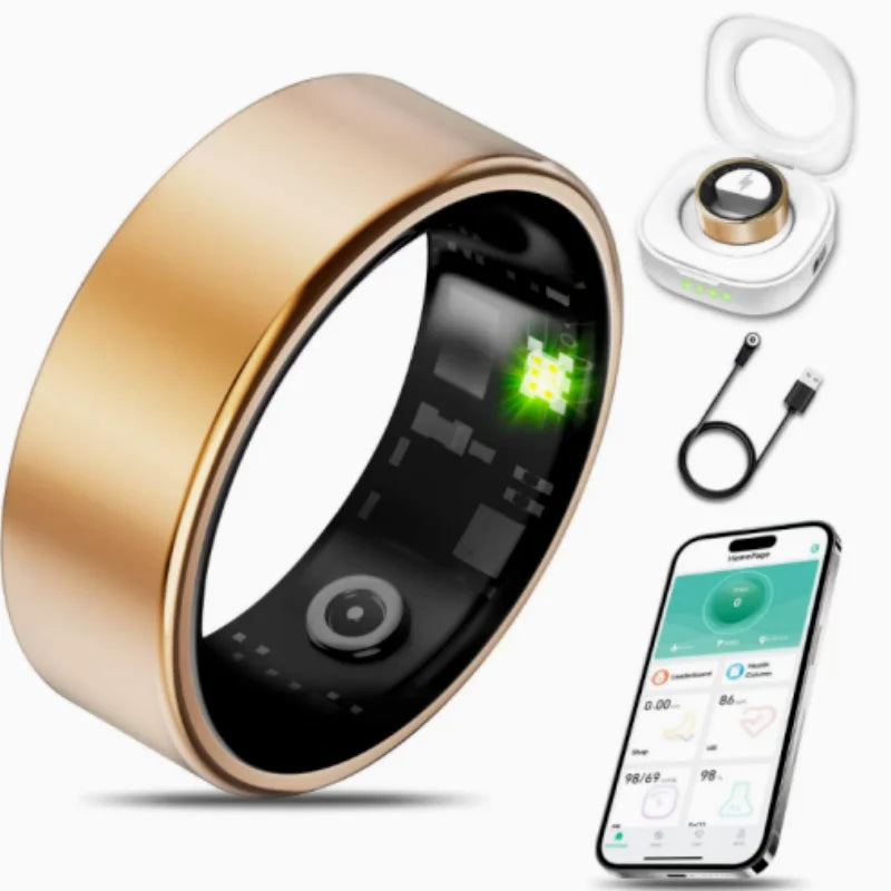 Steel Smart Ring Bluetooth Heart Rate Blood Pressure Monitor