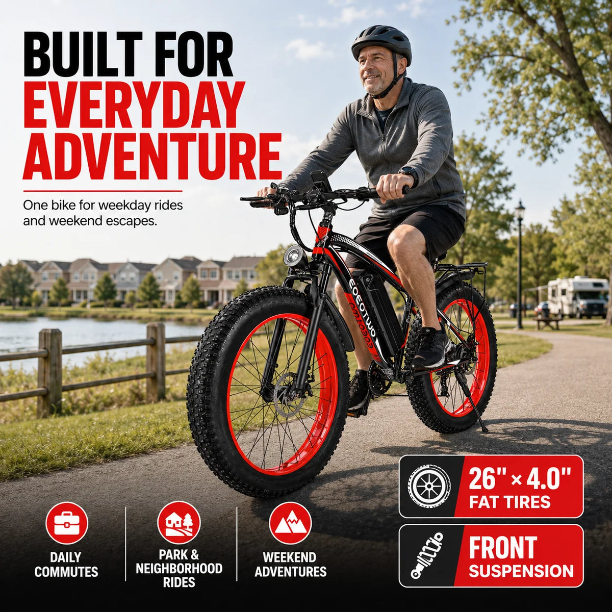 EOEOTWO Adult Fat Tire Electric Bike With 1000 Watt Motor