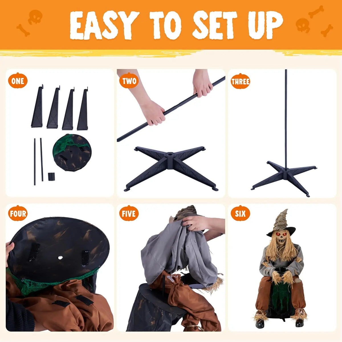 Joyfy Animatronic Sitting Scarecrow Sound Activated Jump Scare Halloween