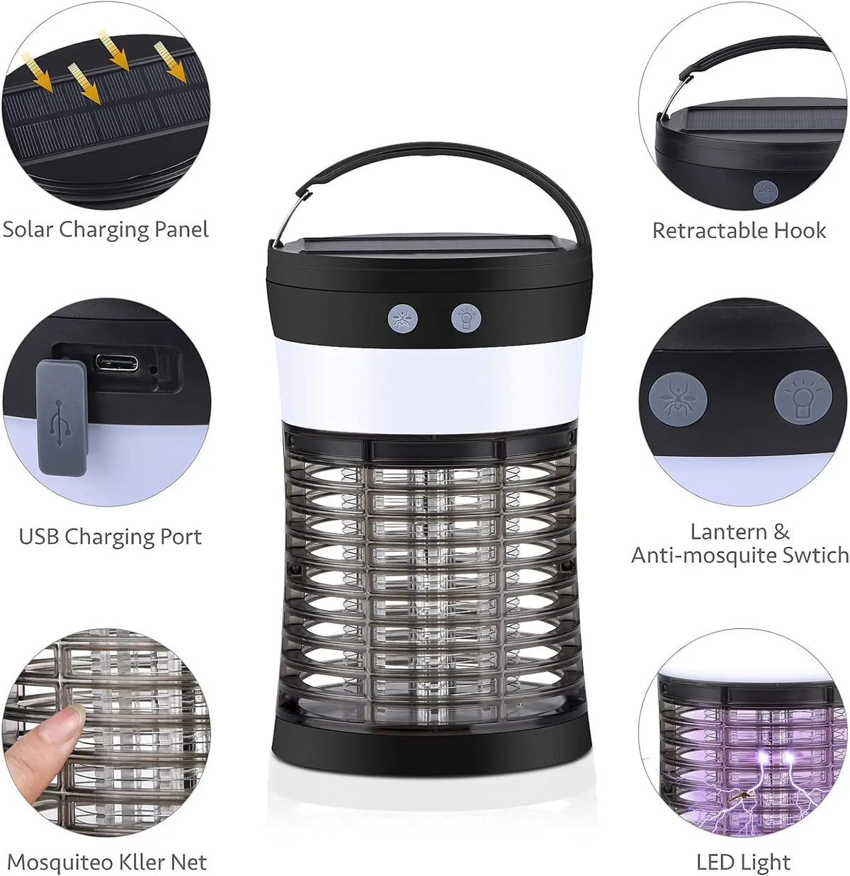 Solar Powered Mosquito Killer With UV And USB-C Charging