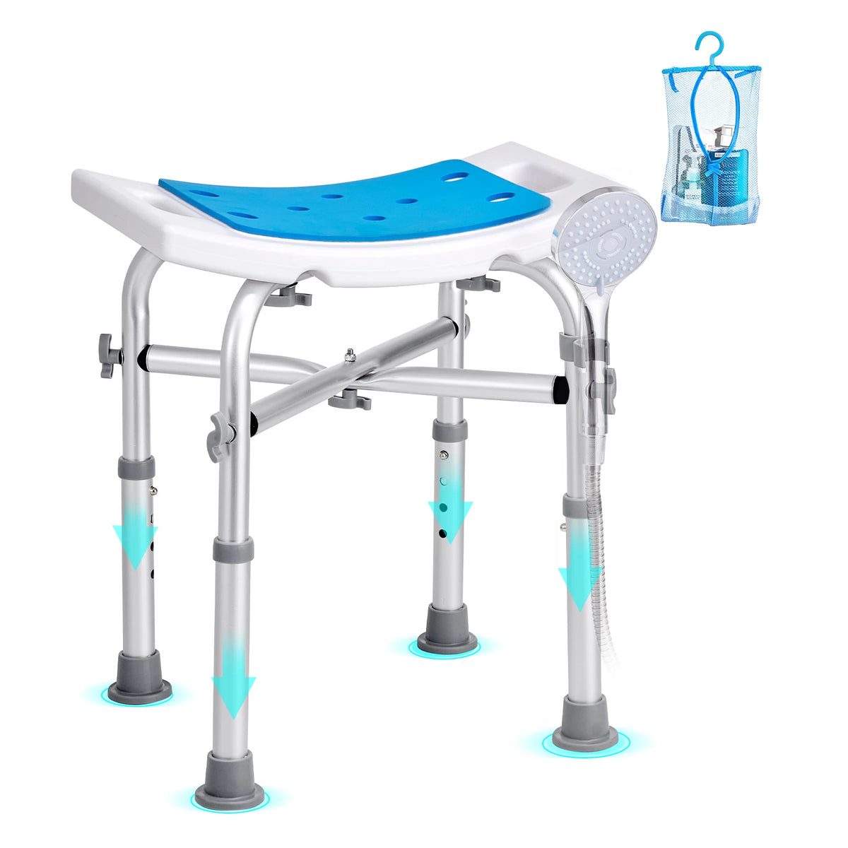 SucceBuy Adjustable Shower Chair With Built In Handles For Bathing