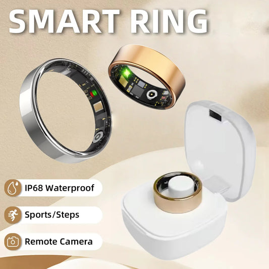 Steel Smart Ring Bluetooth Heart Rate Blood Pressure Monitor