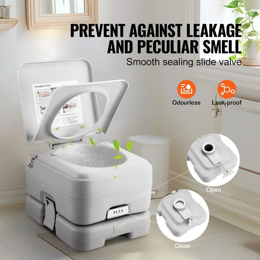 Portable Camping Toilet With Pressurized Flush And Carry Bag