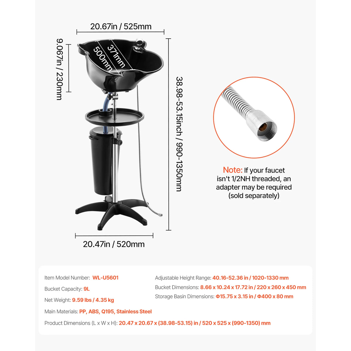 SucceBuy Portable Shampoo Bowl With Electric Pump For Salon Use