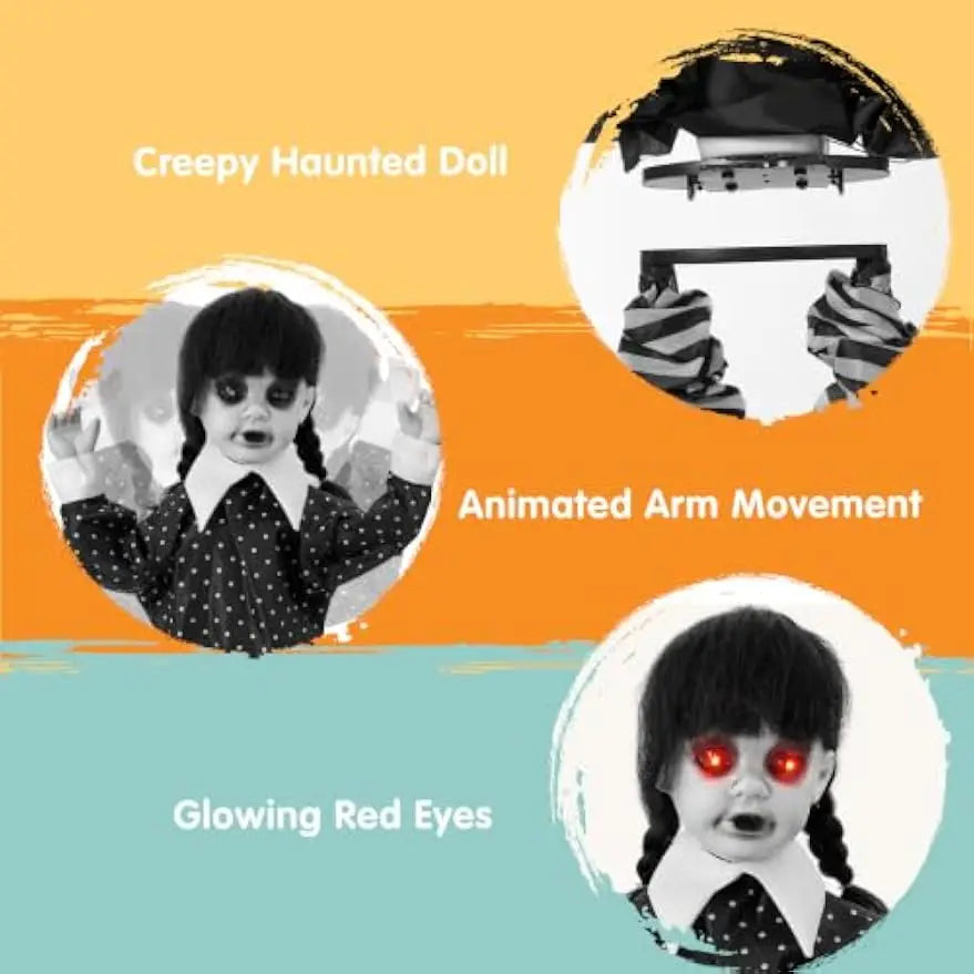 Joyfy Halloween Animatronic Ghost Doll Outdoor Prop With Glowing Eyes