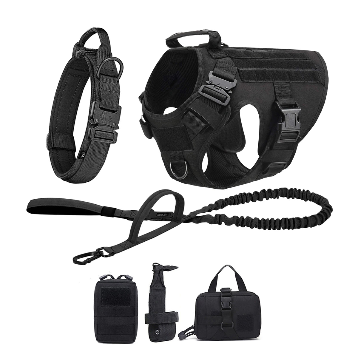 Petravel Tactical Dog Harness With Molle Pouches And Quick Release