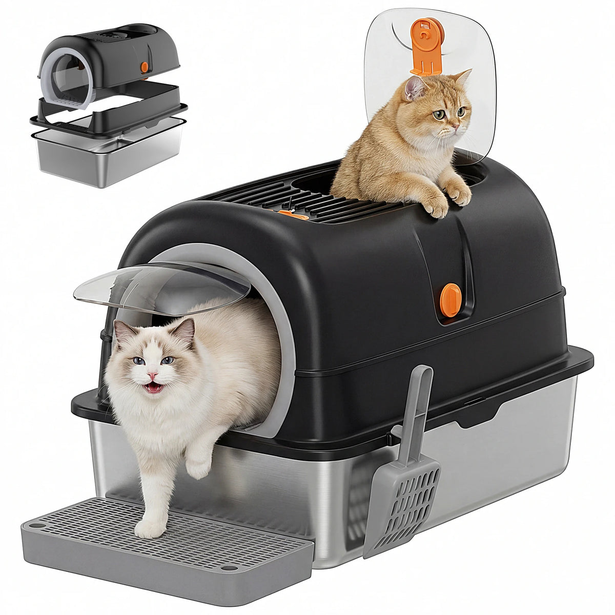 Premium Stainless Steel Fully Enclosed Cat Litter Box System