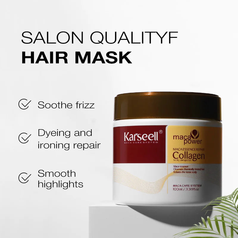 Karseell Hair Mask Shampoo and Conditioner Travel Set Collagen Hair Treatment Deep Repair Conditioning For Dry Damaged Hair