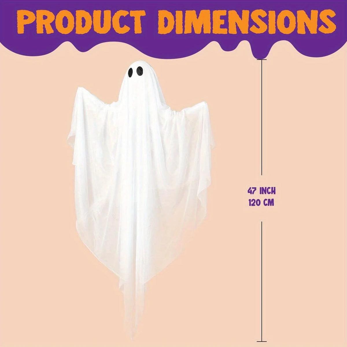 Halloween Outdoor Hanging Light Up Ghost Porch Decoration