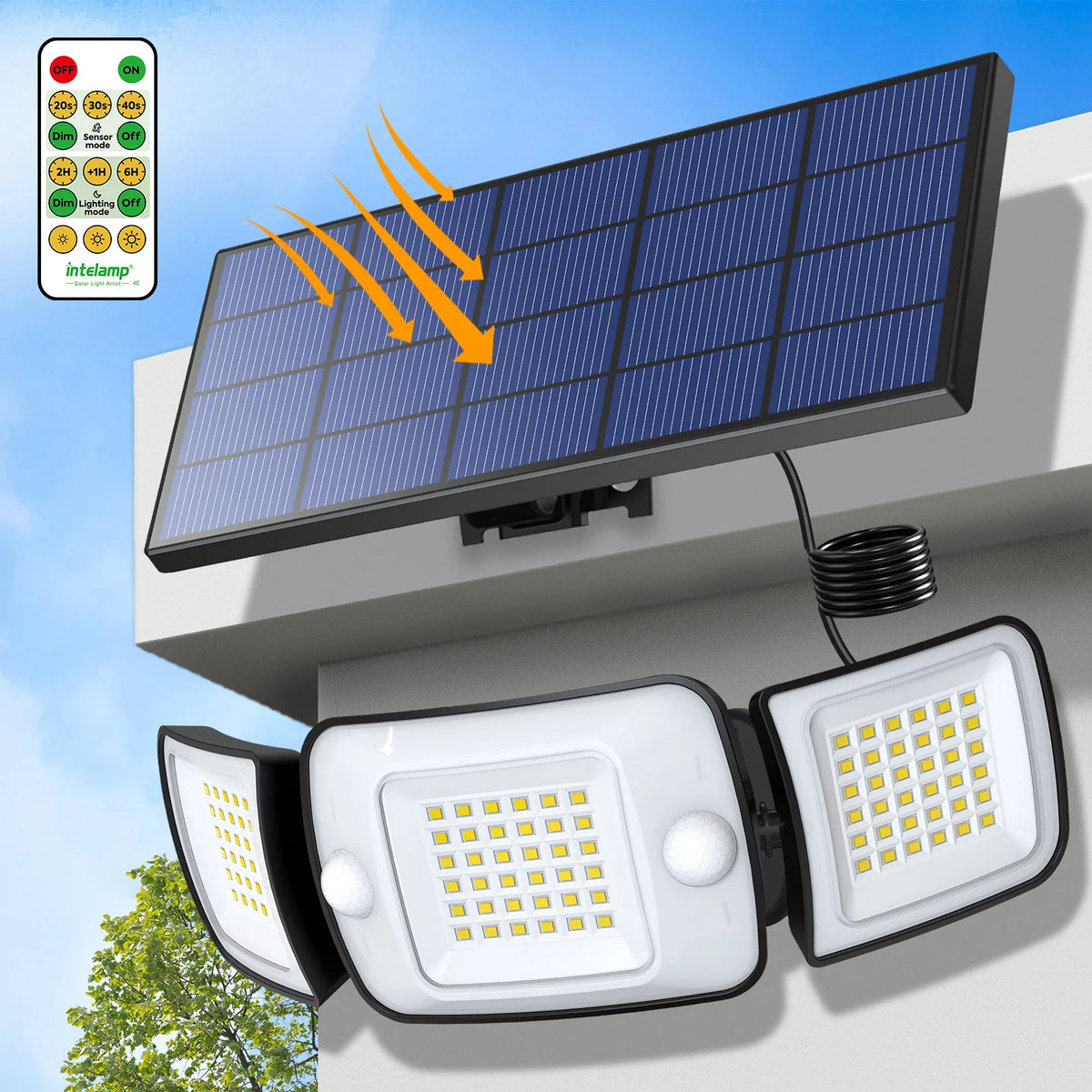 Intelamp Outdoor Solar Led Wall Light With Dual Motion Sensor