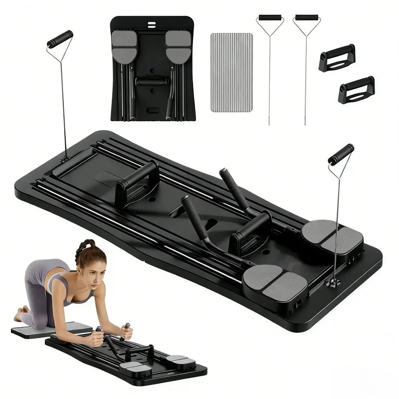 Foldable Pilates Board With Resistance Handles And Balance Training