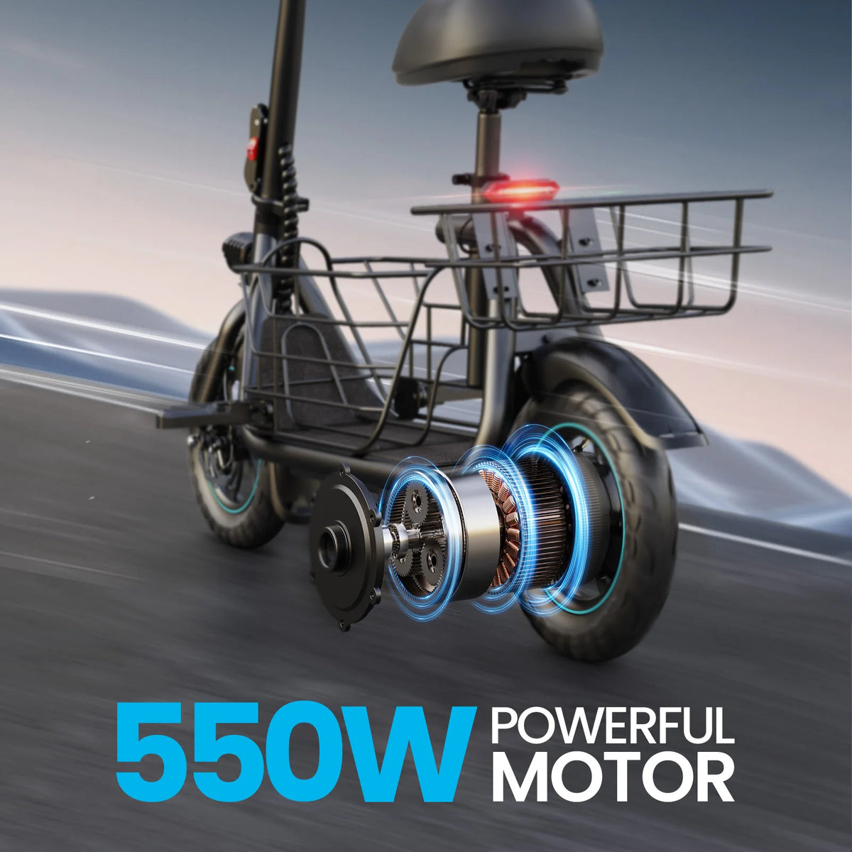 Gyroor Foldable Electric Scooter With Basket For Adult Riders