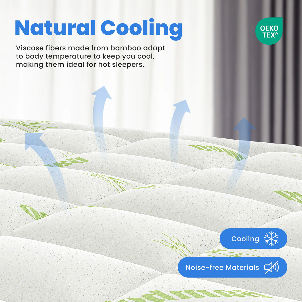 MCQ Premium Bamboo Viscose Mattress Topper With Cooling Pillow Top