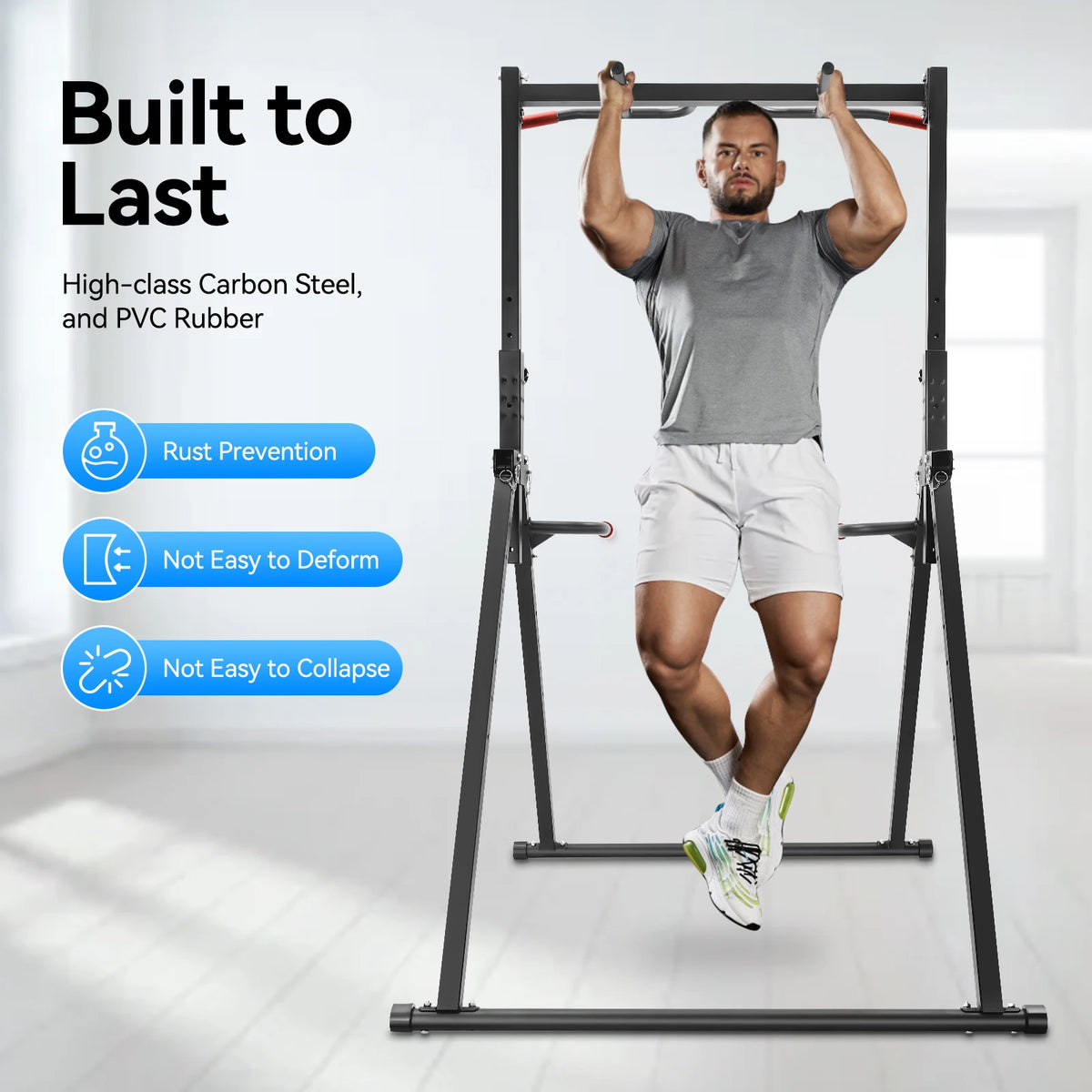 Adjustable Triangular Pull Up Bar With Dip Station For Home