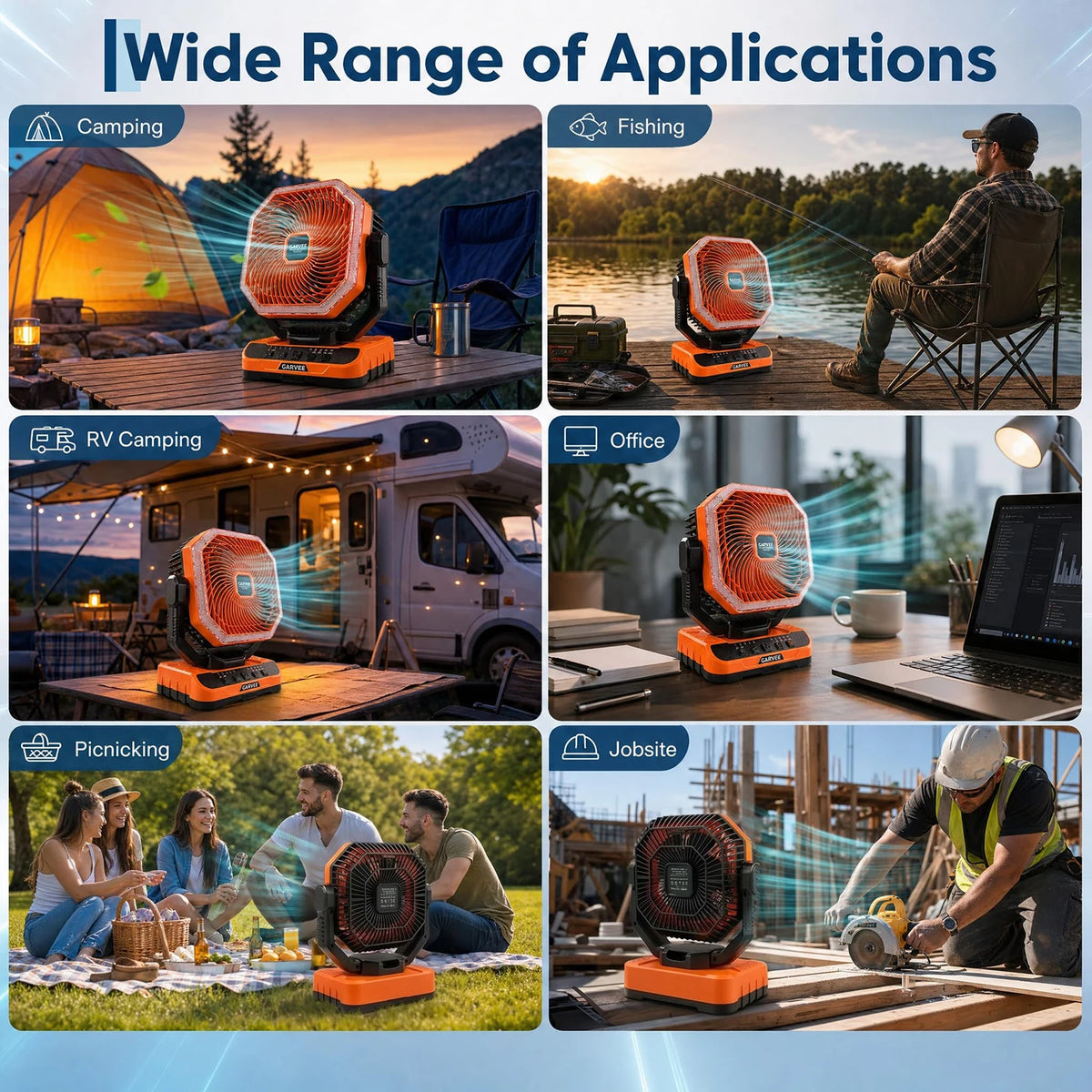 HiMiss Portable Camping Fan With Remote Timer And Five Speeds